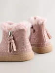 Pink Faux Fur Lined Zip Ankle Boots