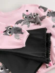 Pink Halloween Padded Bat Long Sleeve Top and Flare Set