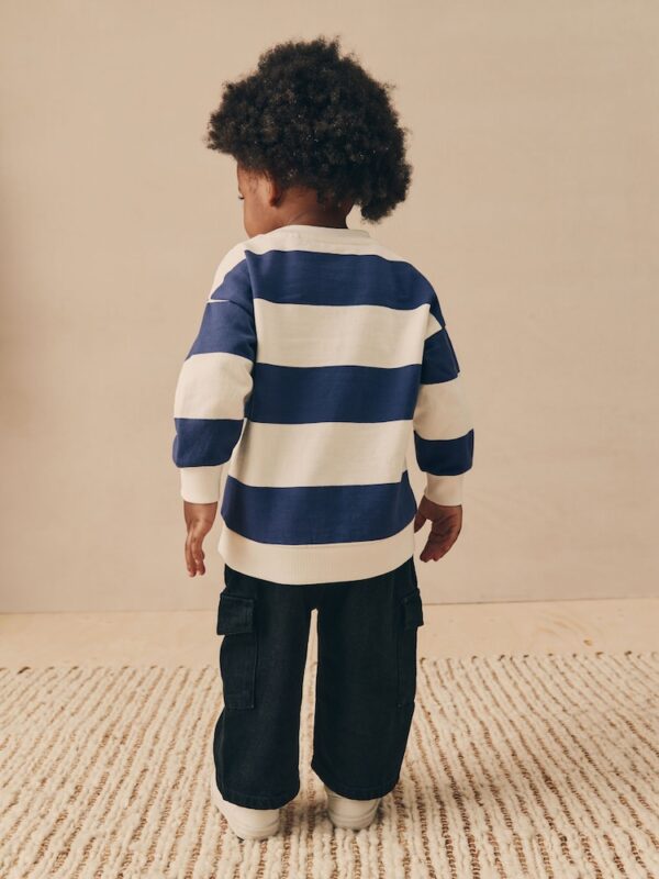 White/Blue Stripe Bluey Crew Neck Cotton Sweatshirt