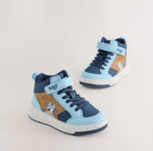 Navy Bluey Standard Fit (F) Touch Fastening Elastic Lace Hi Top Trainers