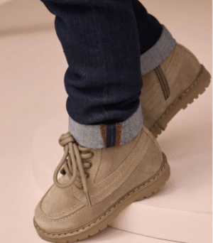 Neutral Suede Lace-Up Boots