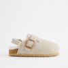 Grey Warm Lined Clog Slippers
