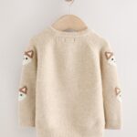 Neutral Fox Print Knitted Crew Neck Jumper