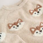 Neutral Fox Print Knitted Crew Neck Jumper
