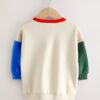 Ecru Colourblock Appliqué Crew Neck Jersey Sweatshirt