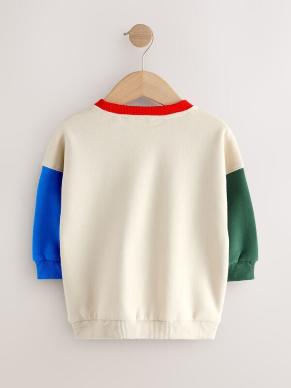 Ecru Colourblock Appliqué Crew Neck Jersey Sweatshirt