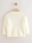 Cream Argyle Knitted Crew Neck Cotton Jumper