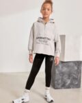 Grey Slogan Hoodie And Leggings Set
