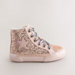 Gold Wide Fit (G) Star High Top Trainers