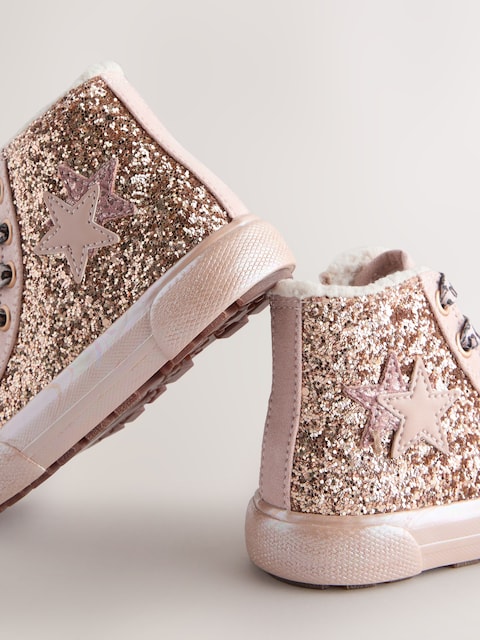 Gold Wide Fit (G) Star High Top Trainers