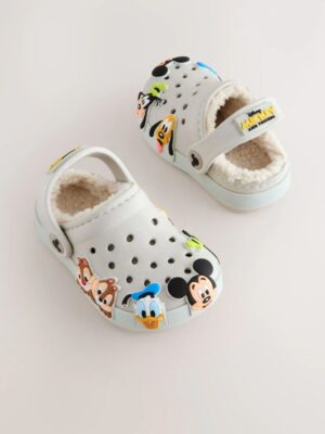 Neutral Mickey Warm Lined Slippers Clogs