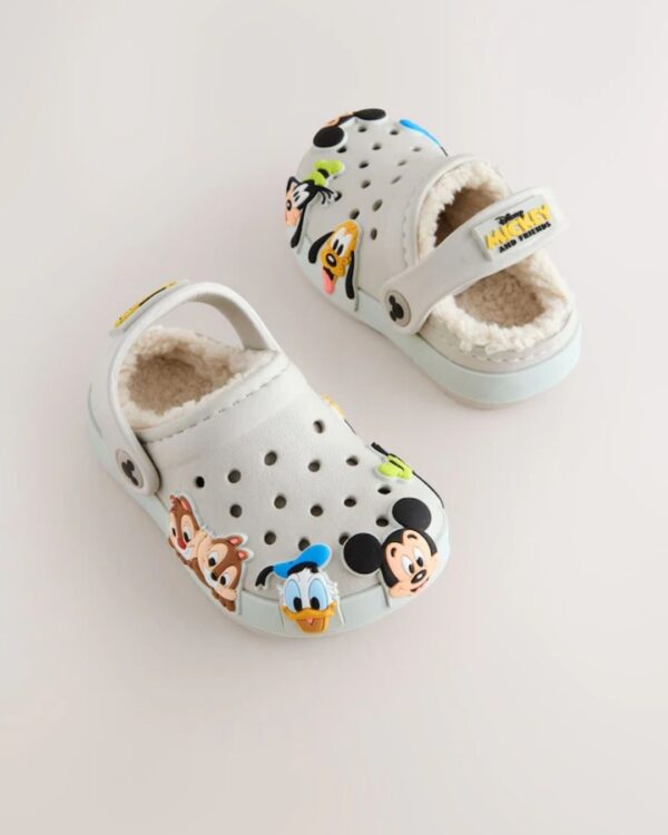 Neutral Mickey Warm Lined Slippers Clogs