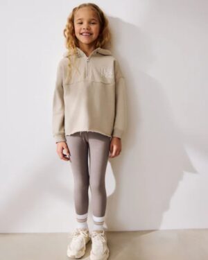 Beige Slogan Hoodie And Leggings Set
