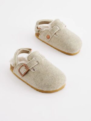 Grey Warm Lined Clog Slippers