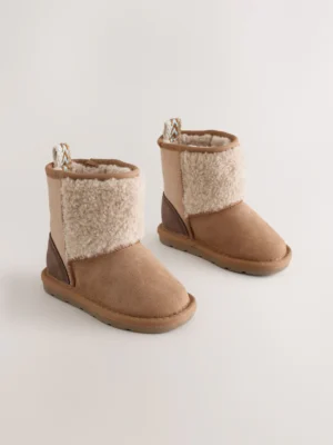 Brown/Cream Tall Suede Pull On Boots
