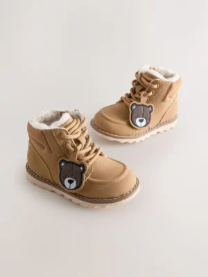 Tan Brown Bear Lace-Up Boots
