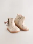 Neutral Floral Standard Fit (F) Chelsea Zip Tassel Ankle Boots