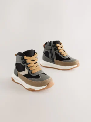Neutral/Black Warm Lined Walking Boots