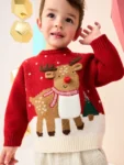 Bright Red Reindeer Knitted Christmas Jumper