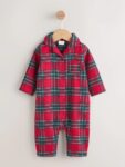 Red Tartan Matching Family Christmas baby Sleepsuit