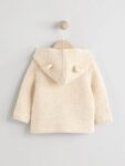Ecru Neppy Knitted Hooded Baby Cardigan