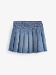 Denim Pleated Skirt