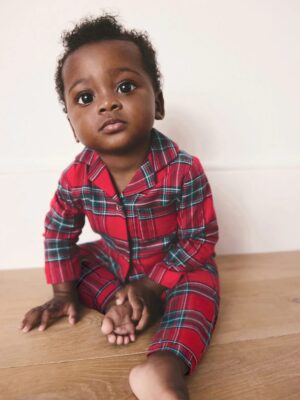 Red Tartan Matching Family Christmas baby Sleepsuit