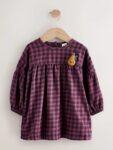 Purple Check Character Cotton Dress