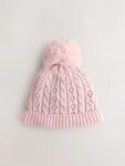 Pointelle Cable Knitted Pom Hat