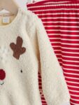 Neutral Reindeer Baby Fleece Top and Leggings Set
