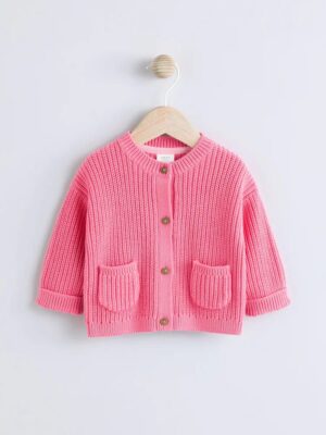 Pink Smile Embroidered Baby Cardigan