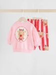 Red/Pink Reindeer Christmas Sweat and Joggers Baby Set