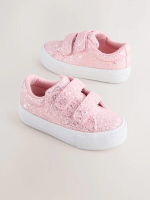 Pink Glitter Wide Fit (G) Chunky Trainers With Touch Fastening