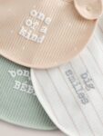 Neutral Brown/ Mint Green Slogan Baby Bibs 3 Pack