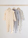 Blue Cherry Two Way Zip Baby Sleepsuits 3 Pack
