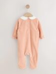 Pink Velour Baby Sleepsuit
