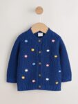 Navy and Multi Colour Bobble Baby Knitted Cardigan