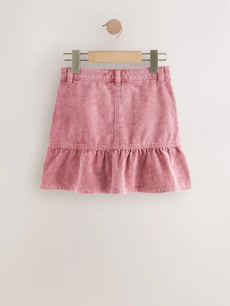 Pink Frill Hem Corduroy Skirt