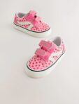Pink Heart Wide Fit (G) Touch Fastening Trainers