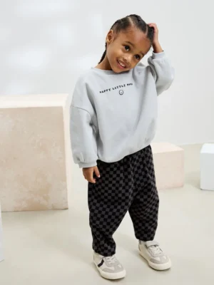 Black/Grey Single Sweatshirt And Stripe Joggers Set