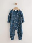 Navy Bear Baby Fleece Lined Sleepsuit