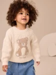 Cream Bear Knitted Jumper