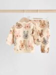Cream/ Pink Bunny Rabbit Baby Sweater and Joggers Set 2 Piece