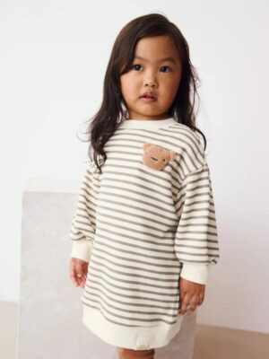 Striped Teddy Bear Relaxed Sweat Dress