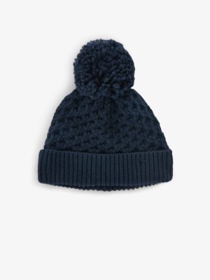 Navy Blue Baby Waffle Pom Hat