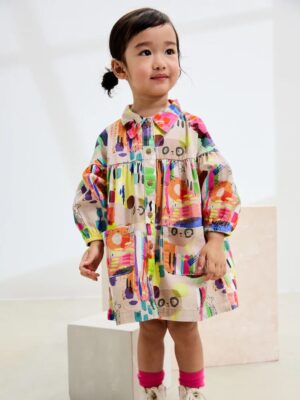 Multi Print Cotton Shirt Dress