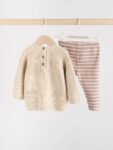 Neutral Stripe Baby Knitted Jumper and Leggings Set