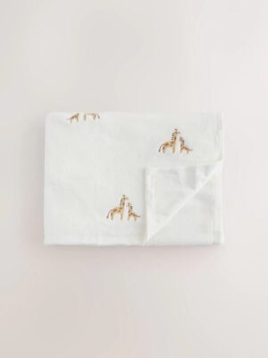 White Giraffe Fleece Baby Blanket