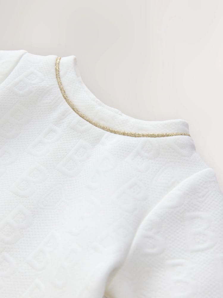 Jacquard Embossed Mesh Hem Dress