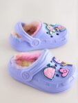Purple Faux Fur Lined Clog Slippers